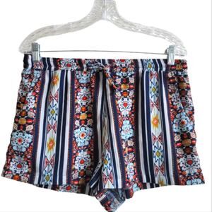 BONGO Lightweight Aztec Floral Drawstring Shorts Size Medium